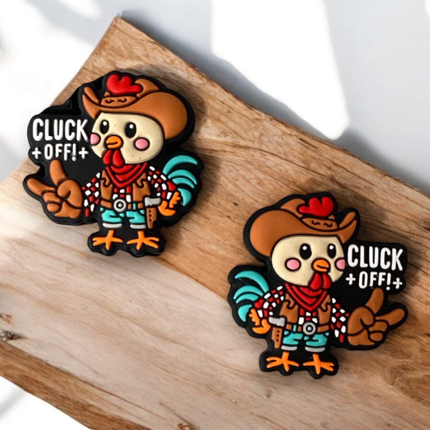h962- “Cluck Off” Silicone Focal Bead (1 Count)