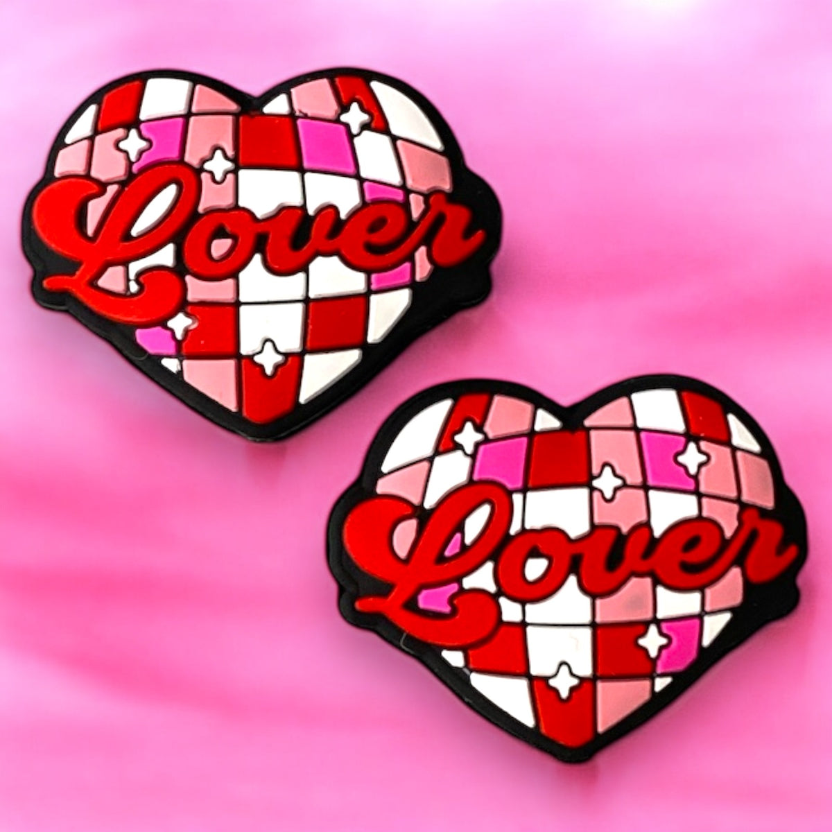 h934- “Lover Disco Heart” Silicone Focal Bead (1 Count)
