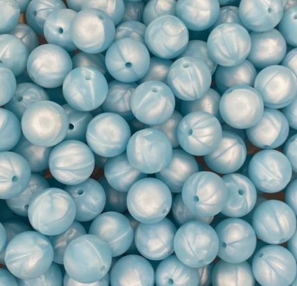 a 57 / 15mm - Pearl Blue Silicone Bead