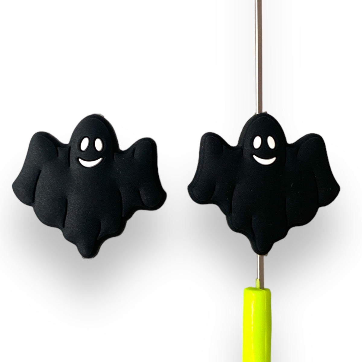 h806- "Black Ghost" Focal Bead (1 Count) Silicone