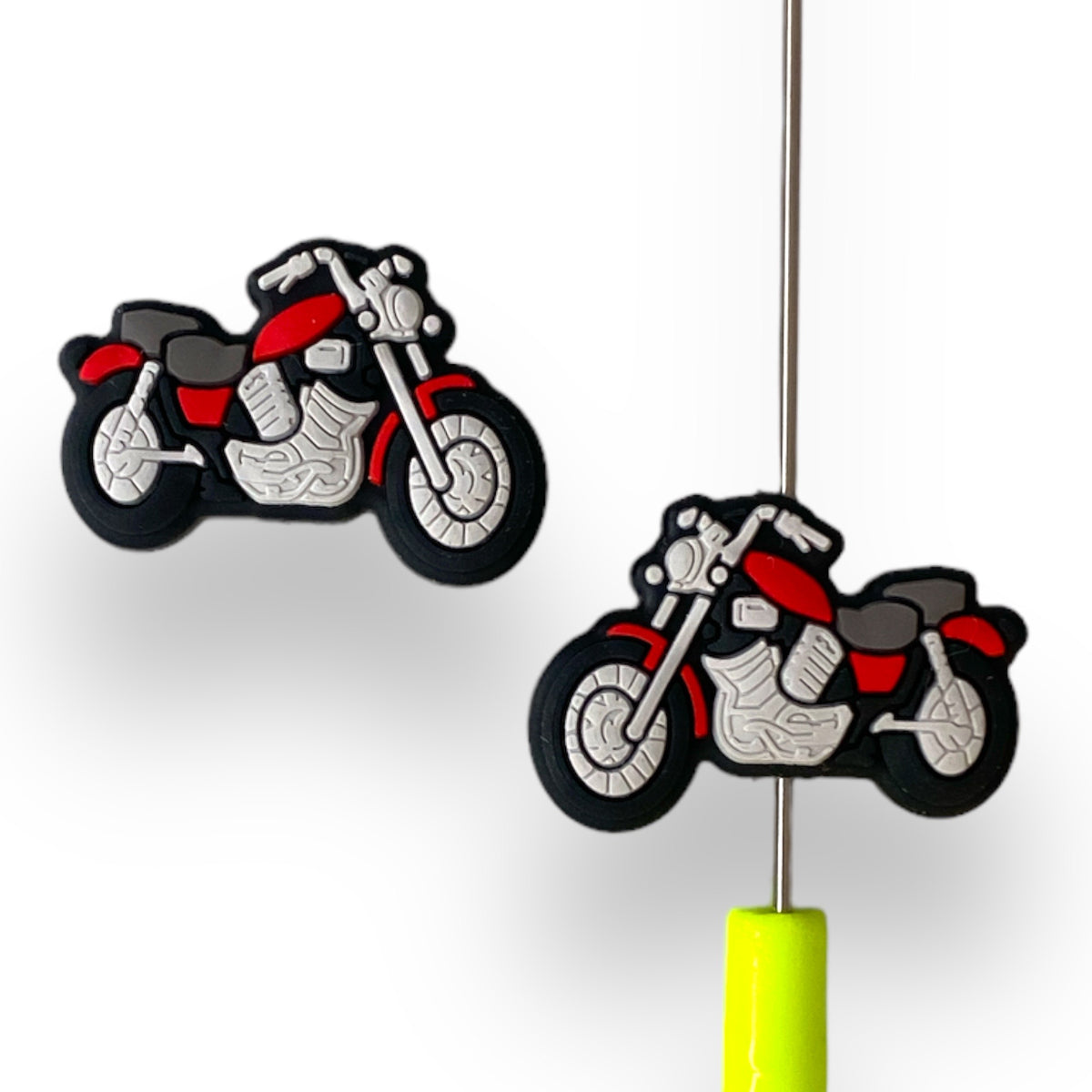 h1040 - "Red Motorcycle" Focal Bead Silicone (1 Count)