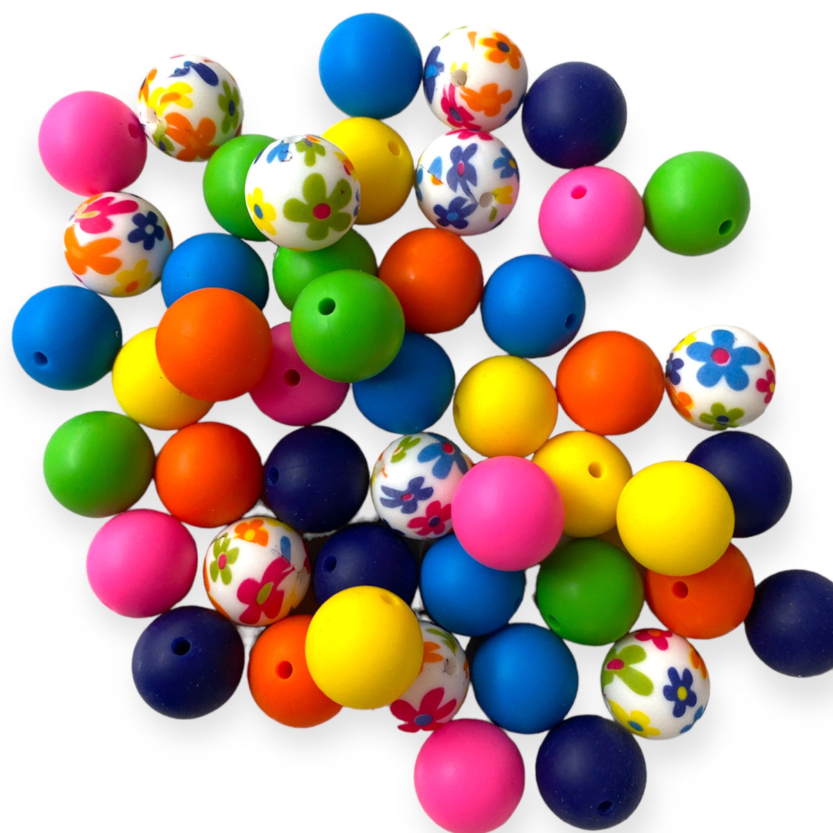 CK- 204 - 15mm 50 Count Groovy Flower Mixed Pack Silicone Beads