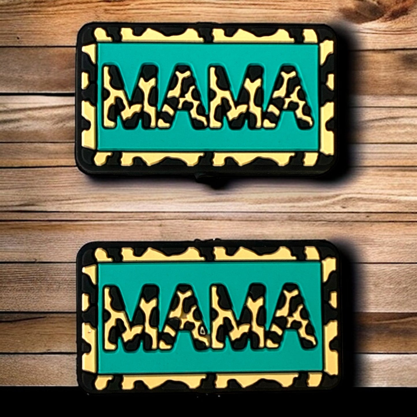 e662 - "Aqua- Mama Leopard” Silicone Focal Bead (1 Count)