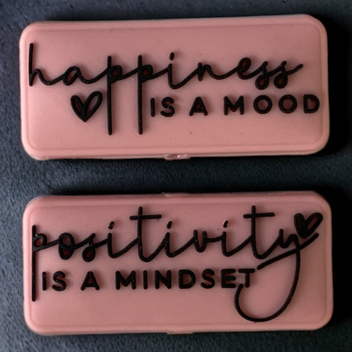 X081 - "Happiness Is A Mood... Positivity Is A Mindset" Two Sided Exclusive Focal Bead Silicone (1 Count)