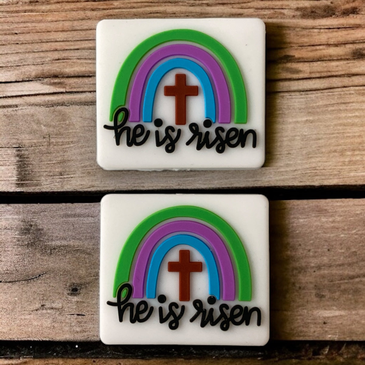 h893 - “He Is Risen” Silicone Focal Bead (1 Count)