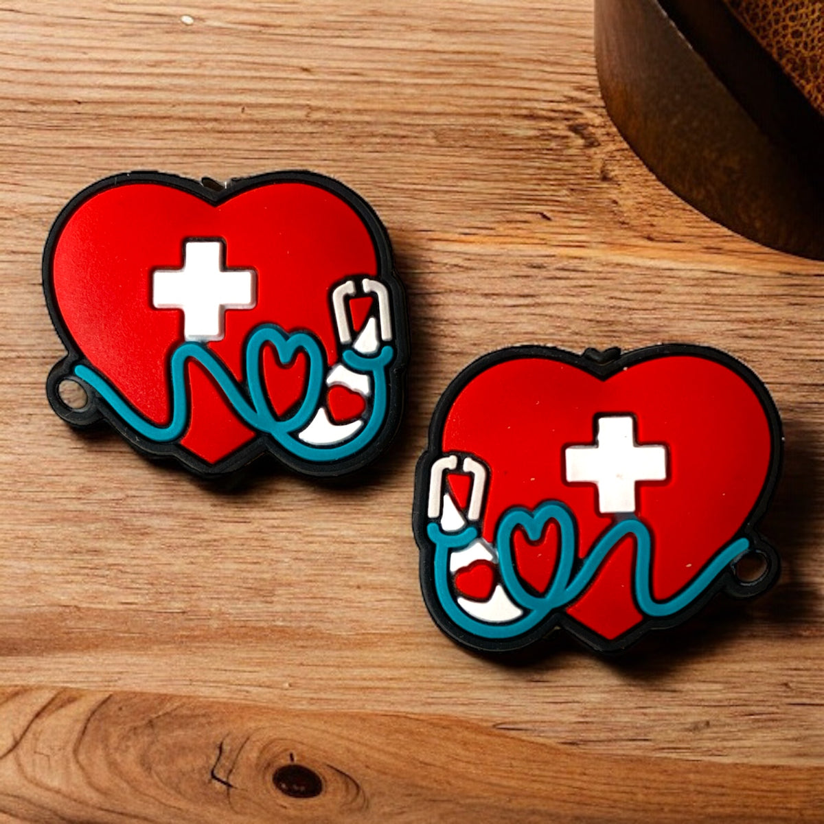 T99- "Red Stethoscope Heart *New" Silicone Focal (1 Count)