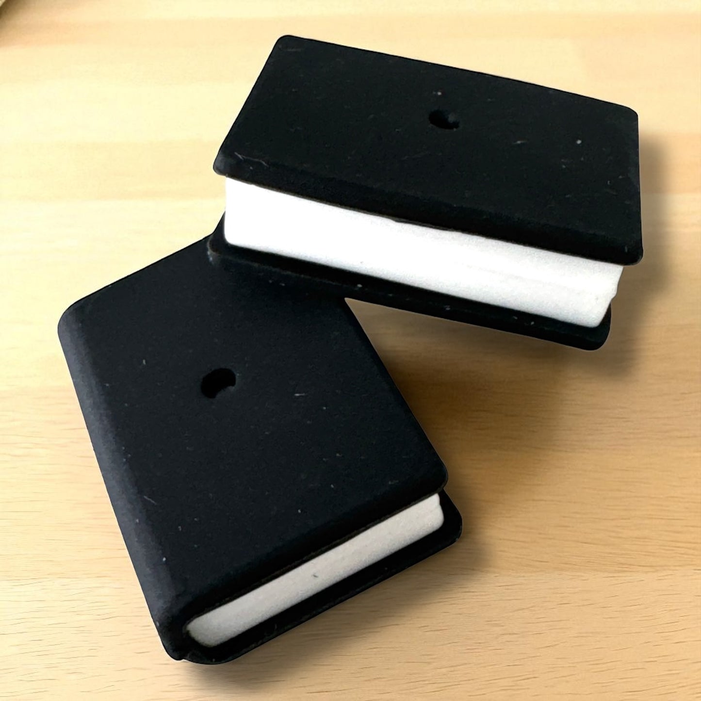 X296- “3D Book - Black” Silicone Focal Bead (1 Count)