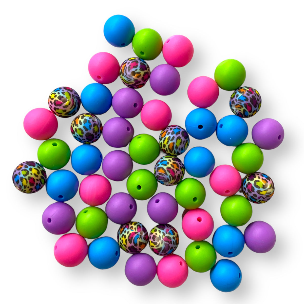 CK - 101 - 15mm "Bright Leopard" 50 Count Silicone Bead Pack