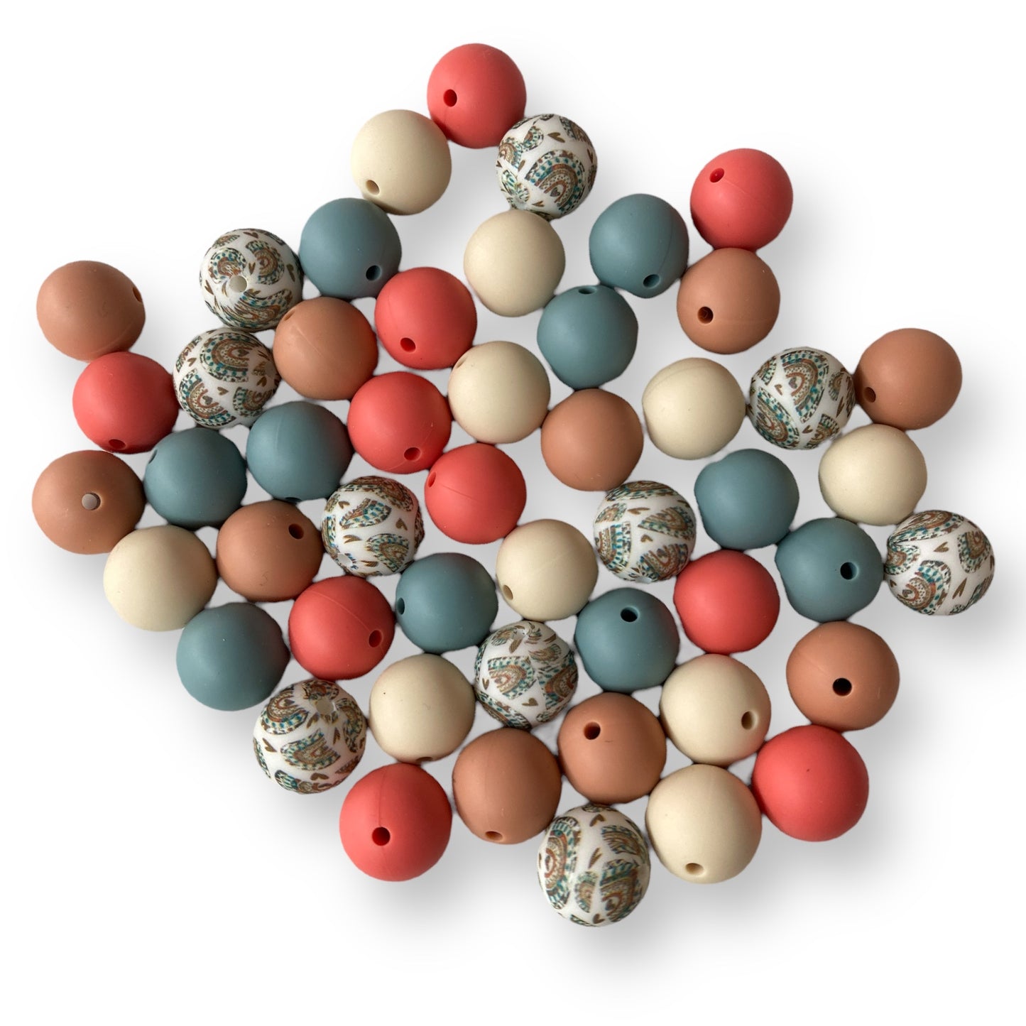 "Boho Rainbow" 15mm Silicone 50 Count Bead Pack – Ideal for Beadable Pens & Keychains