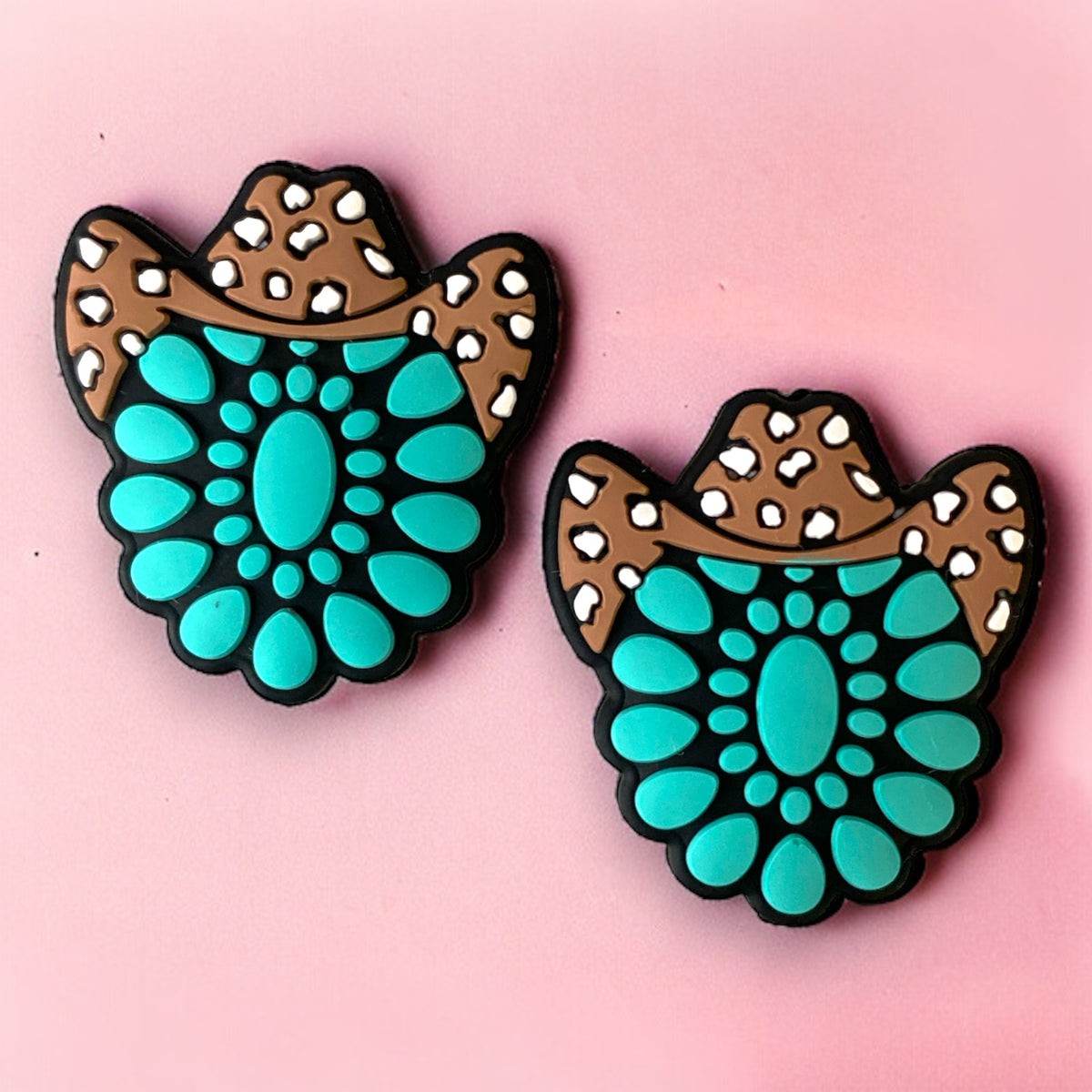 X481 - "Cowboy Hat / Turquoise Jewelry" Silicone (1 Count) Focal Bead