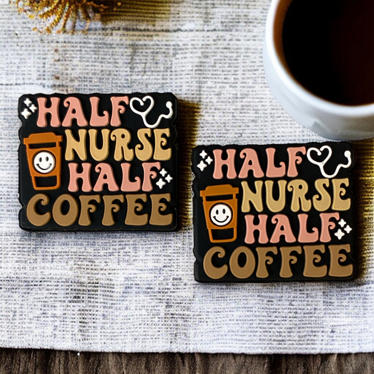 T111 - "Half Nurse Half Coffee" Silicone Focal Bead (1 Count)