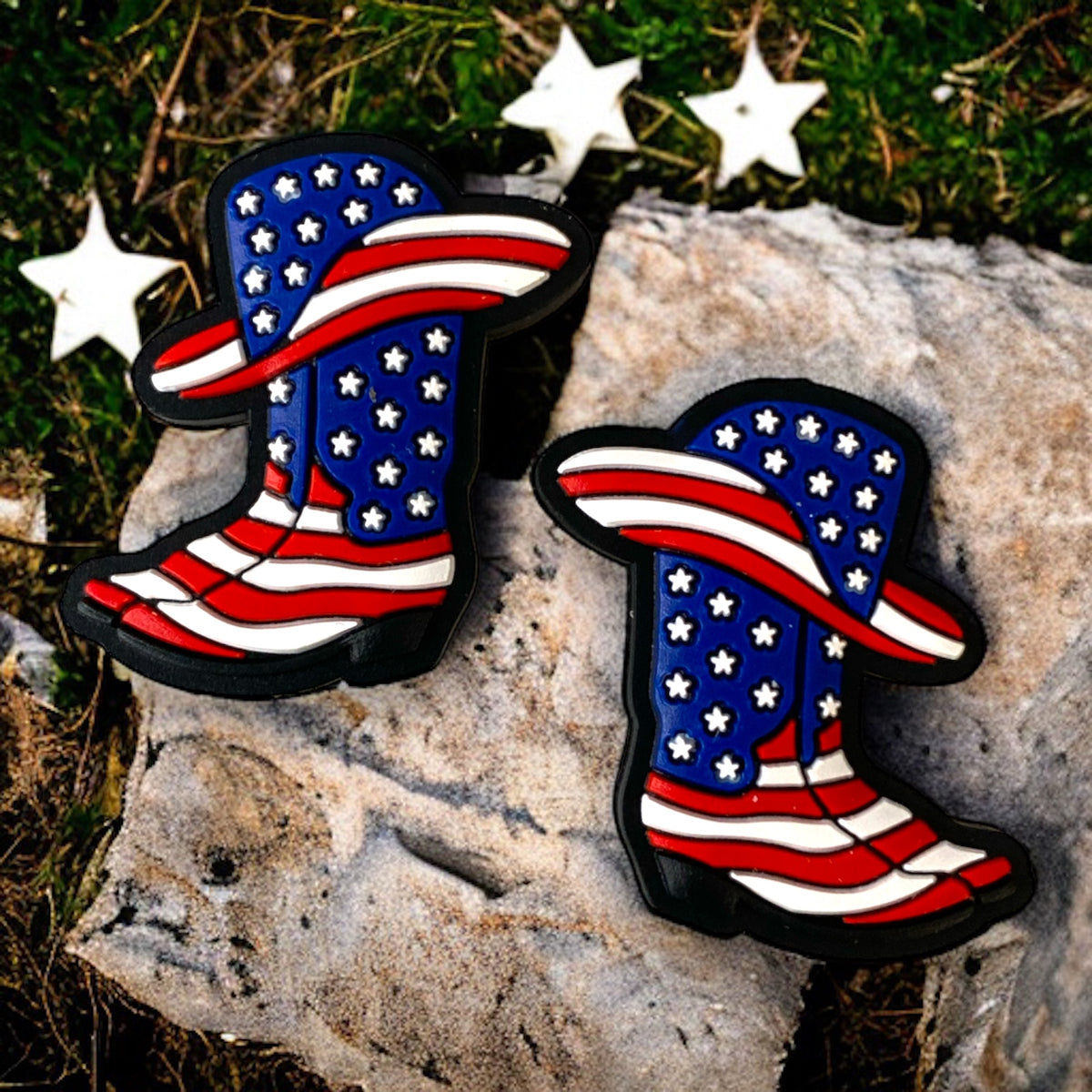 h879 - "Patriotic Cowboy" Silicone Focal Bead (1 Count)