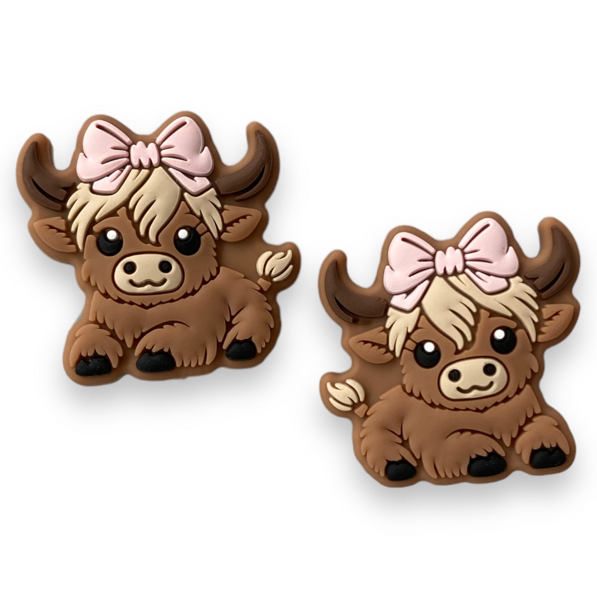 T224- Pink Bow Mini Cow Focal (1 Count) Bead Silicone