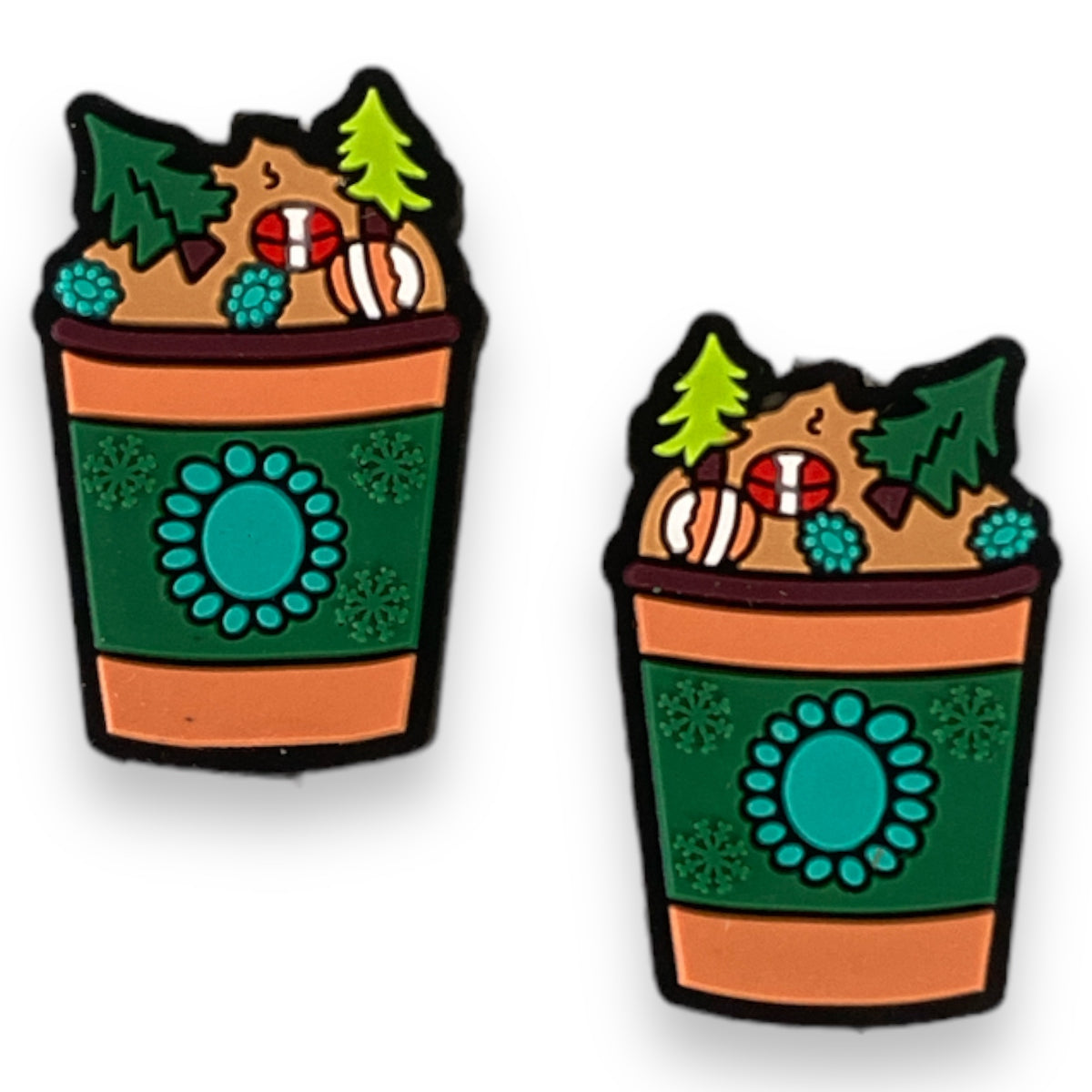 X42- Green Christmas Latte Silicone Focal Bead (1 Count)