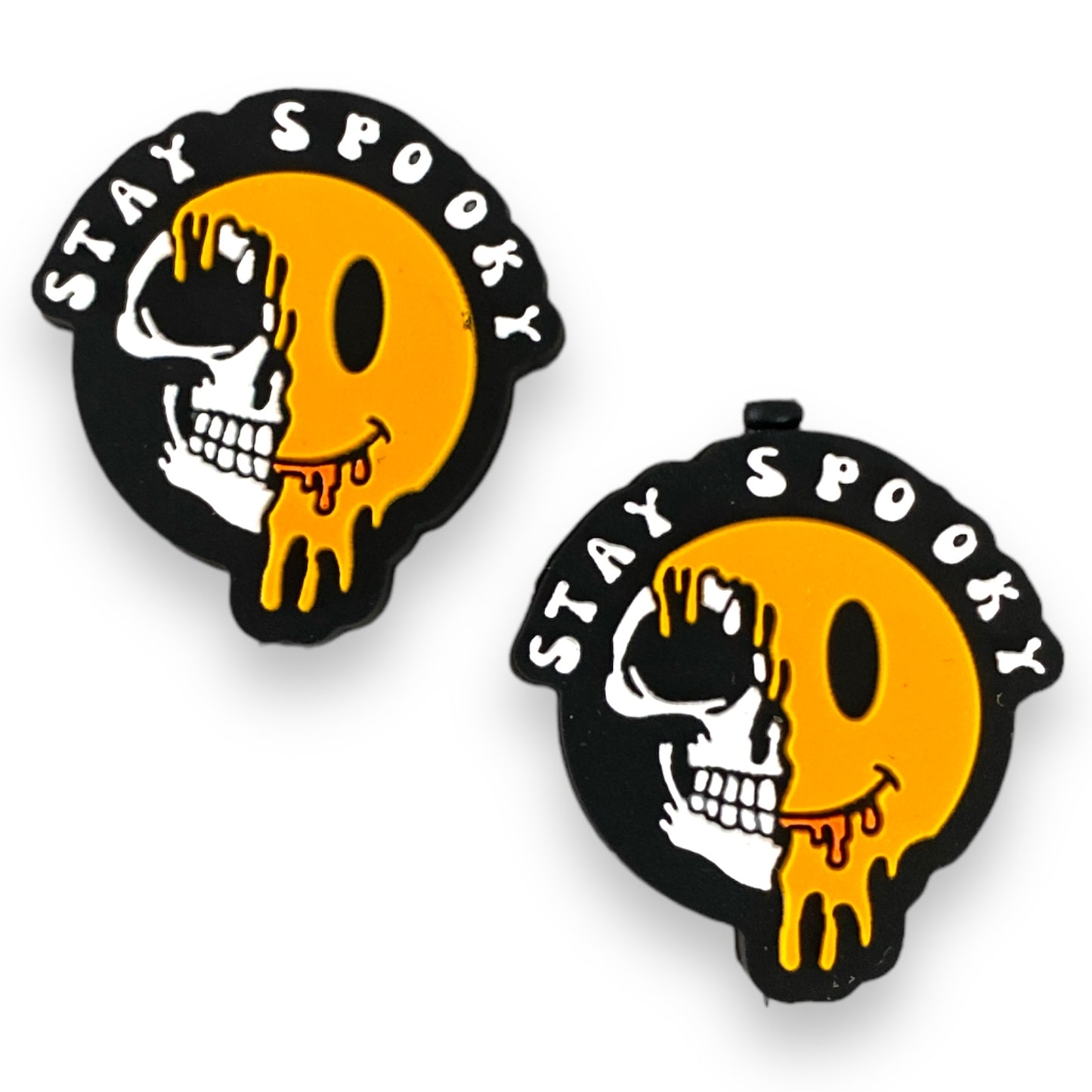 h966- Stay Spooky (Happy/Skull) Silicone Focal Bead (1 Count)