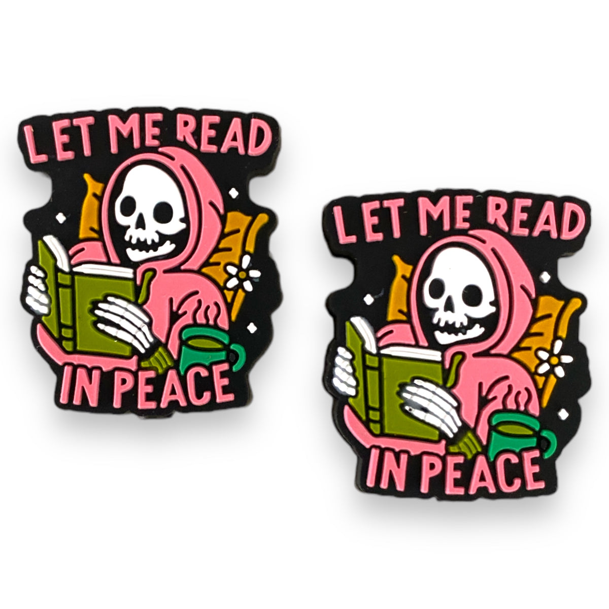 h1075 - Let Me Read In Peace Silicone Focal Bead (1 Count)