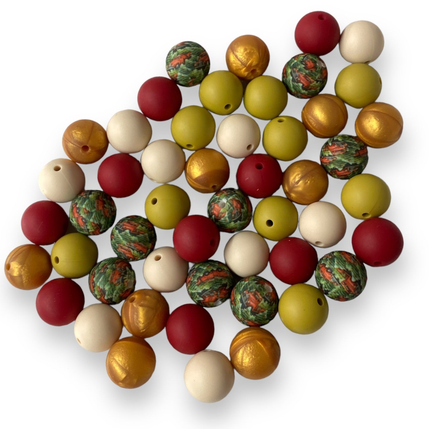 15mm "Country Christmas" 50 Count Mixed Pack Silicone Beads