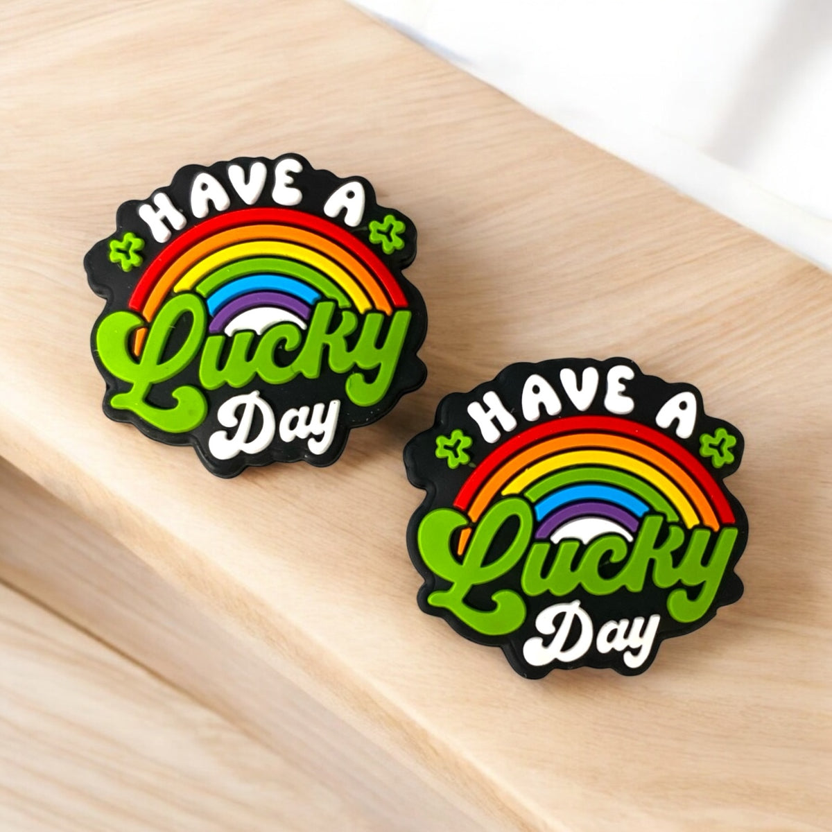 h833 - "Have A Lucky Day” Silicone Focal Bead (1 Count)