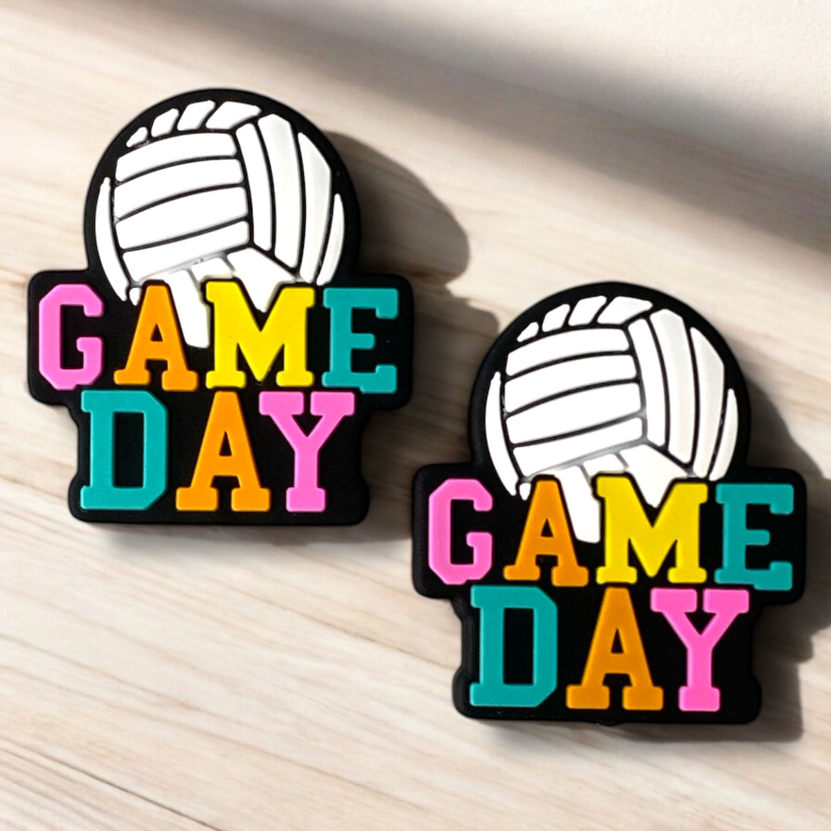X185- “Gameday- Volleyball” Silicone Focal Bead (1 Count)