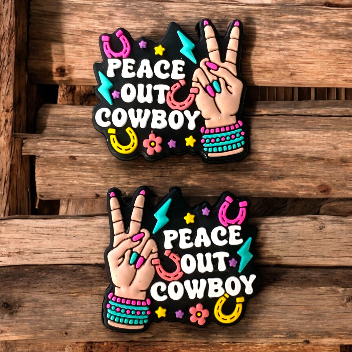 X425- “Peace Out Cowboy” Silicone Focal Bead (1 Count)