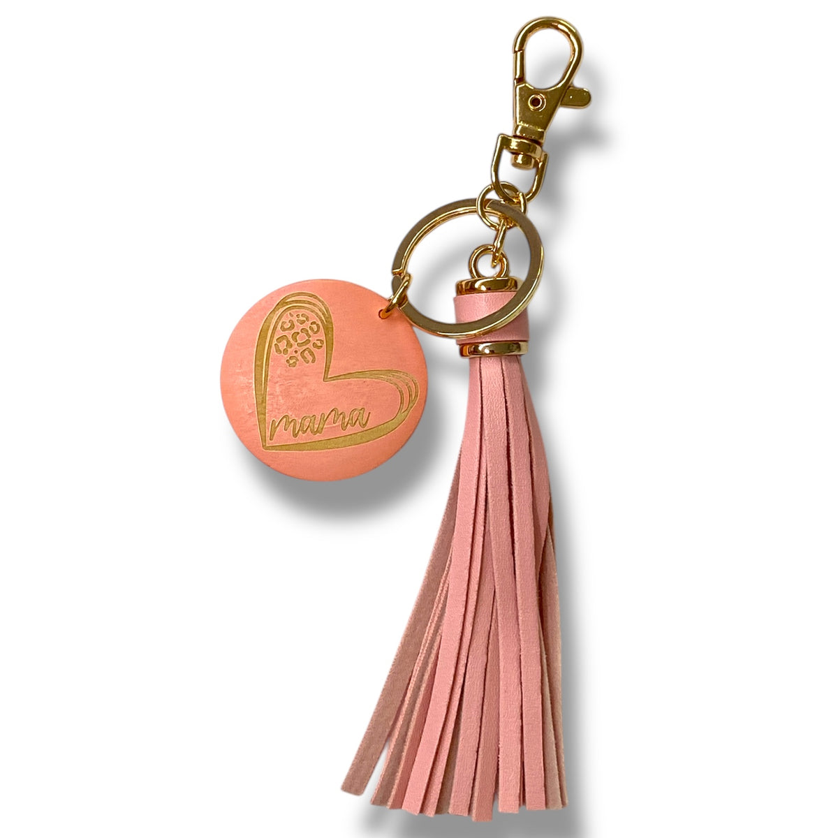 A2 - Mama Pink Tassel & Wood Keychain (1 Count)