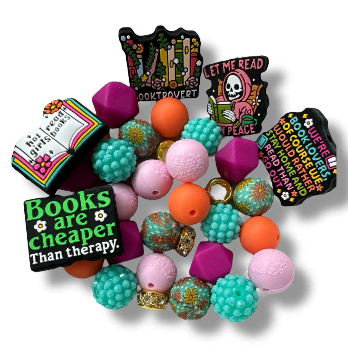 CK- 83 - ๐ 35 Piece - Reading -Themed Bead Set with Bling ๐