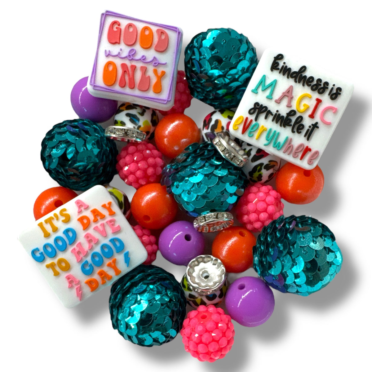 CK- 85 - 🌈 33Piece - Good Vibes & Kindness -Themed Bead Set with Bling🌈