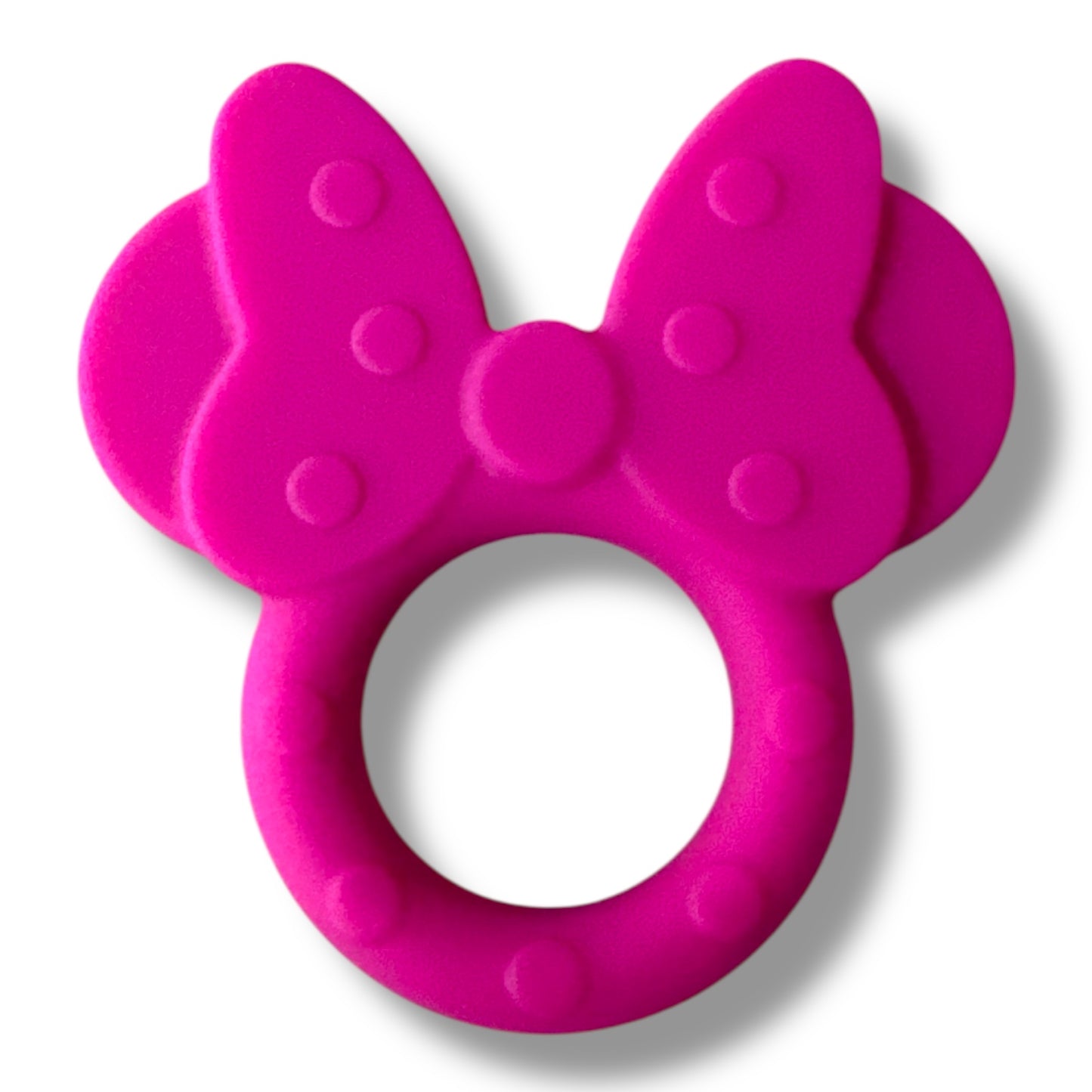 X389- "Dark Pink Bow Mouse" (1 Count) Teether/Pendant Silicone