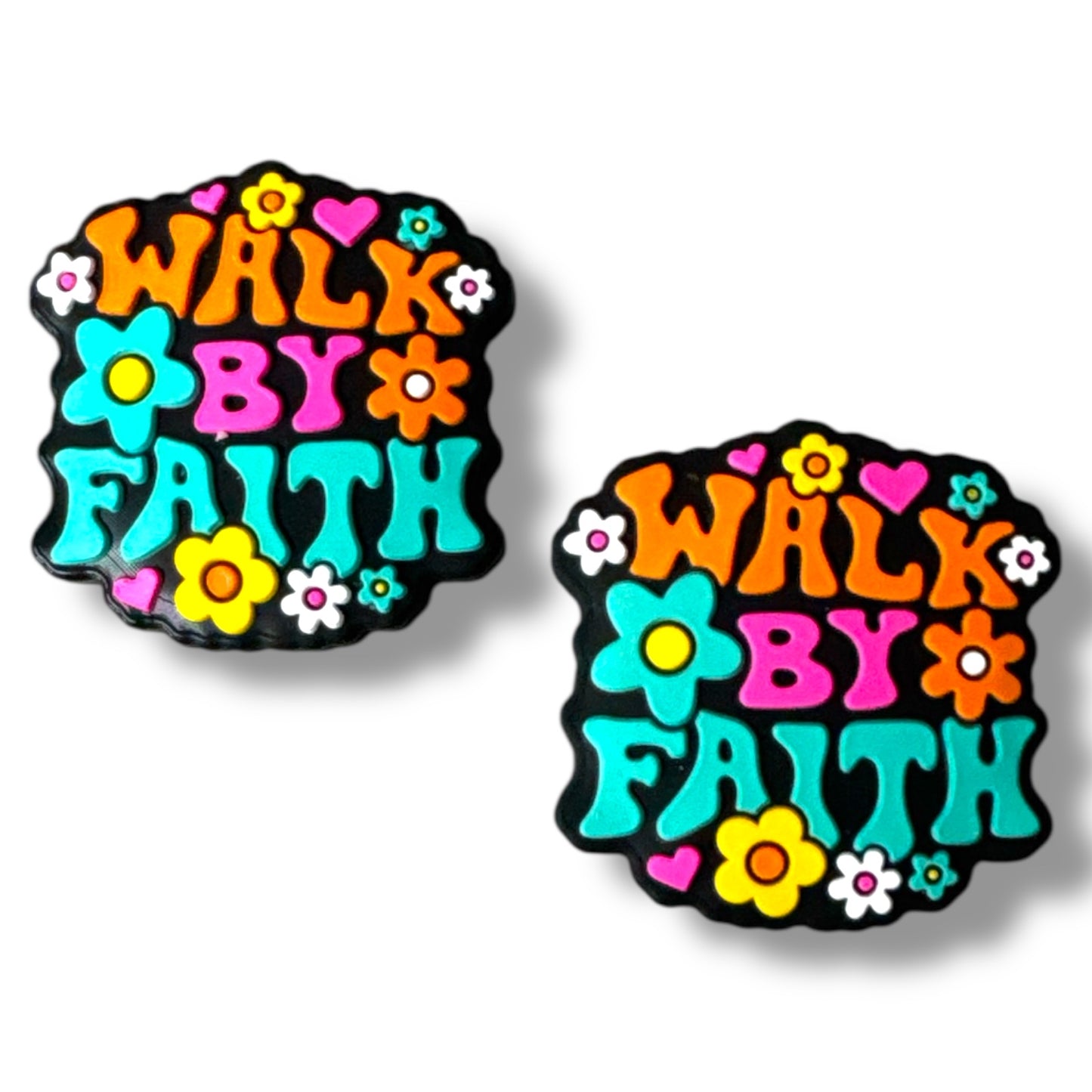 e654- "Walk By Faith" Silicone Focal Bead (1 Count)
