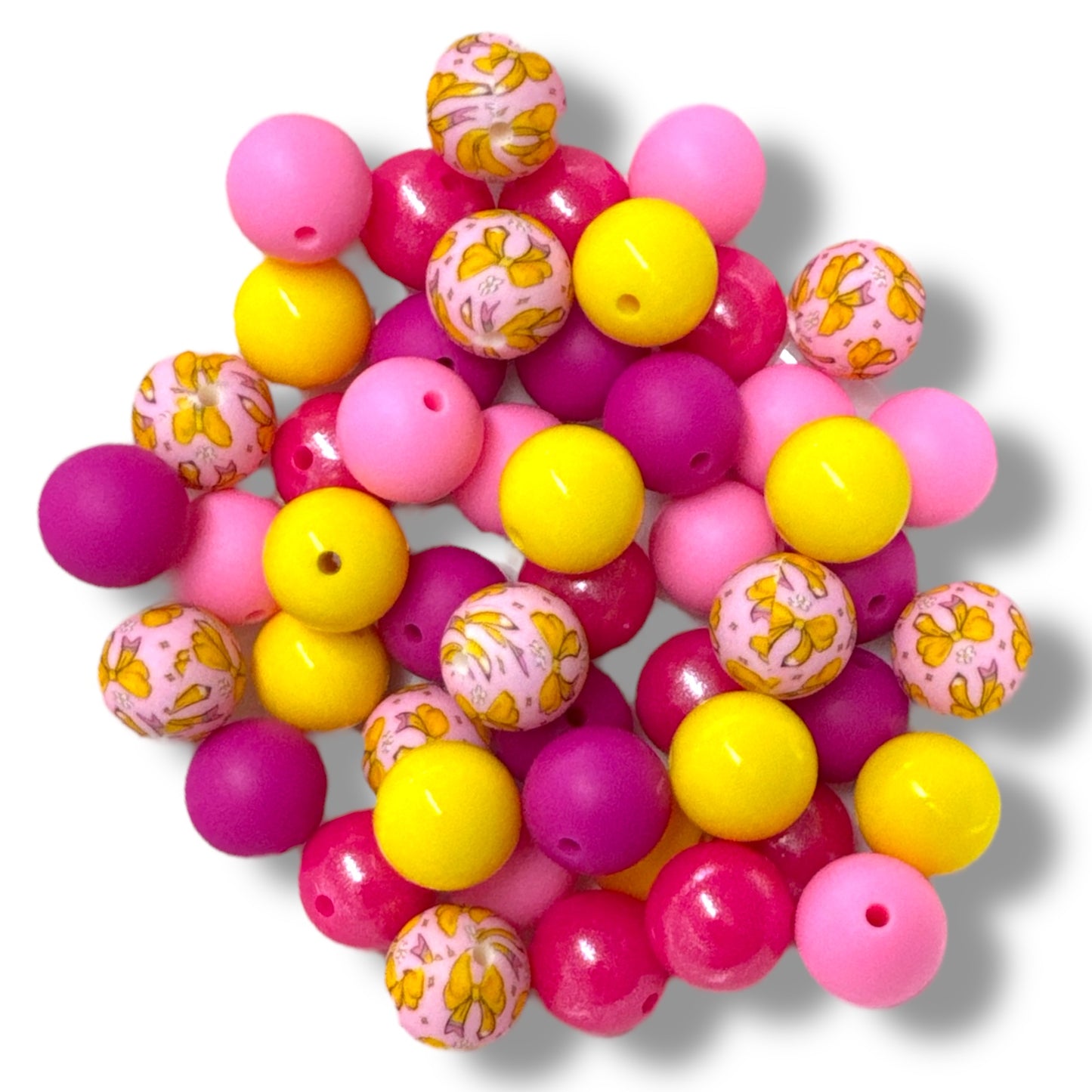 CK- 206- 15mm “Bubblegum Pencil Bow” 50 Count Mixed Pack Silicone Beads