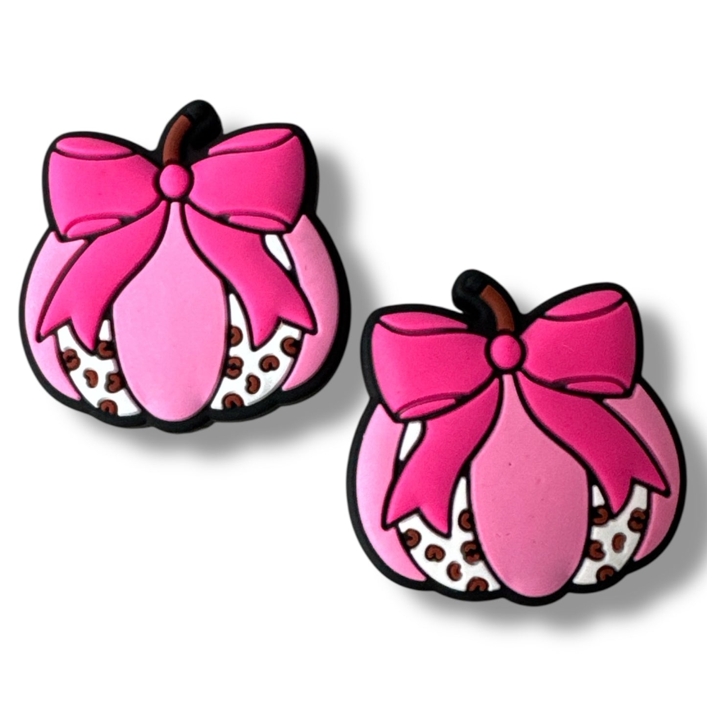 h853 - "Pink Cow Bow Pumpkin" Silicone Focal Bead