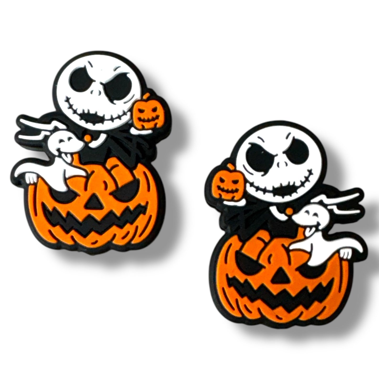 h849 - "Pumpkin Man & Dog" Silicone Focal Bead