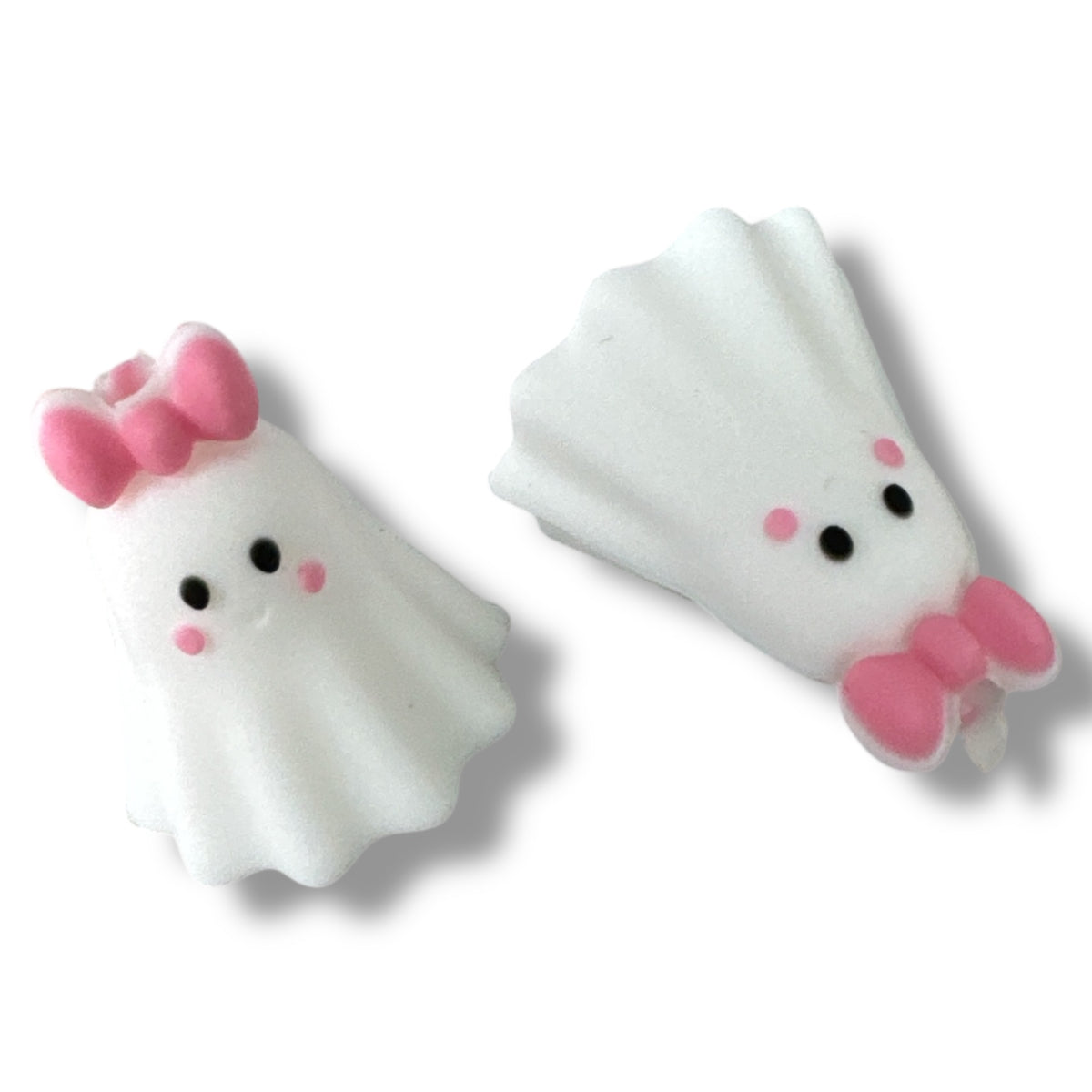 h868- "3D Pink Bow Ghost" Silicone Focal Bead