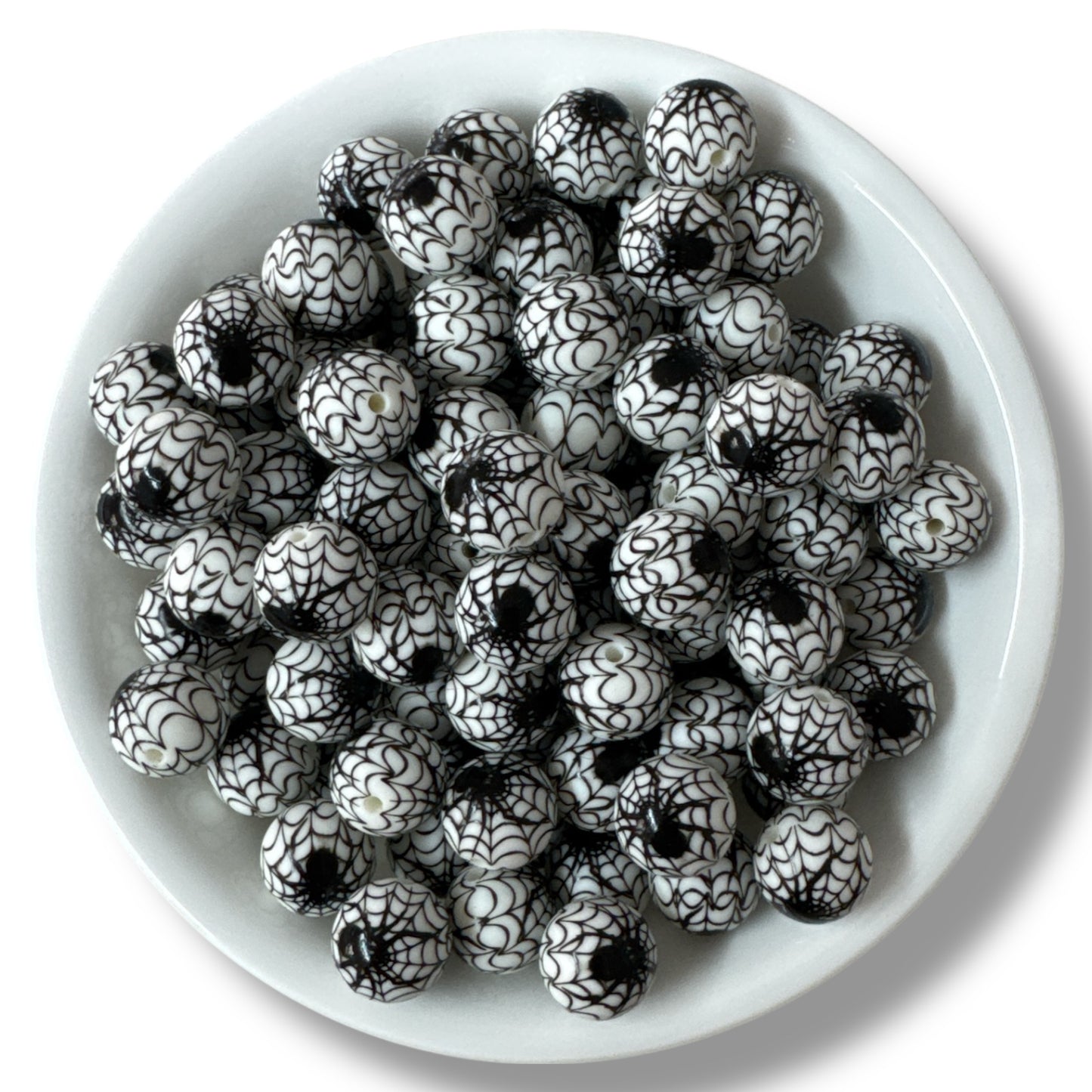 T446 - 15mm “Glow In The Dark Spider & Webs” Silicone Beads