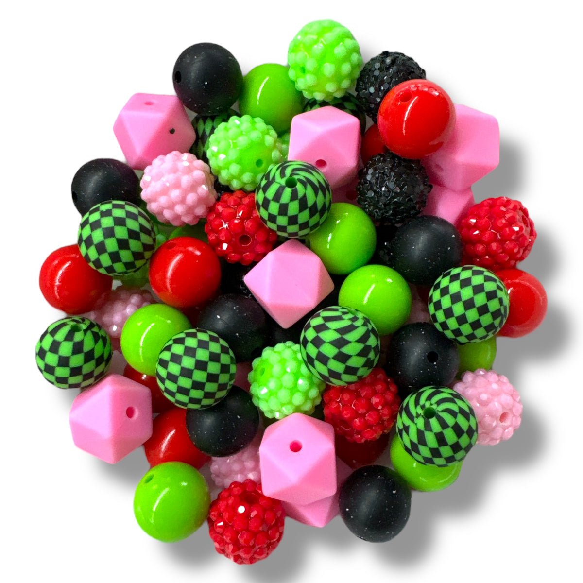 CK- 54- 🍎 15mm “Poison Apple” 74 Count Mixed Pack Beads 🍎