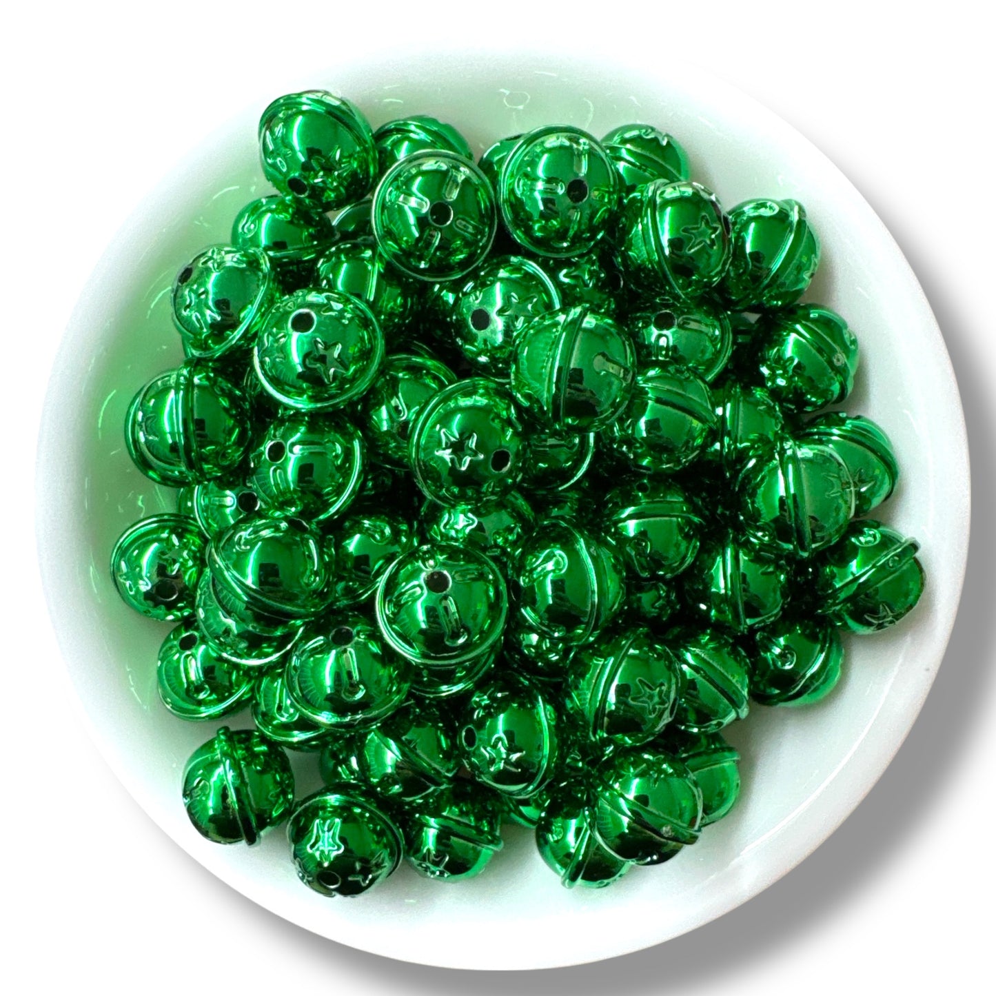 X199 - 16mm "Green Plastic Jingle Bells" *doesn't jingle
