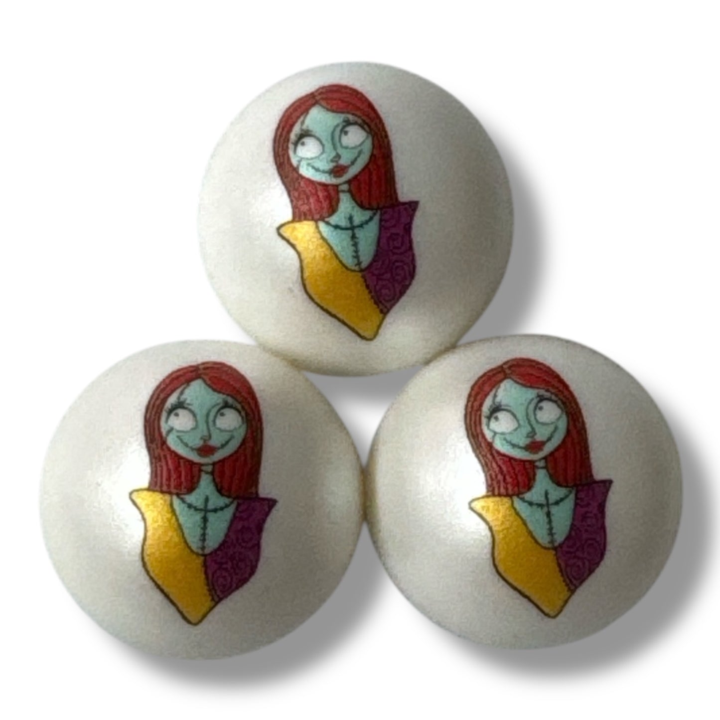#154- 20mm "Nightmare Girl" Printed Acrylic Pearl Bead