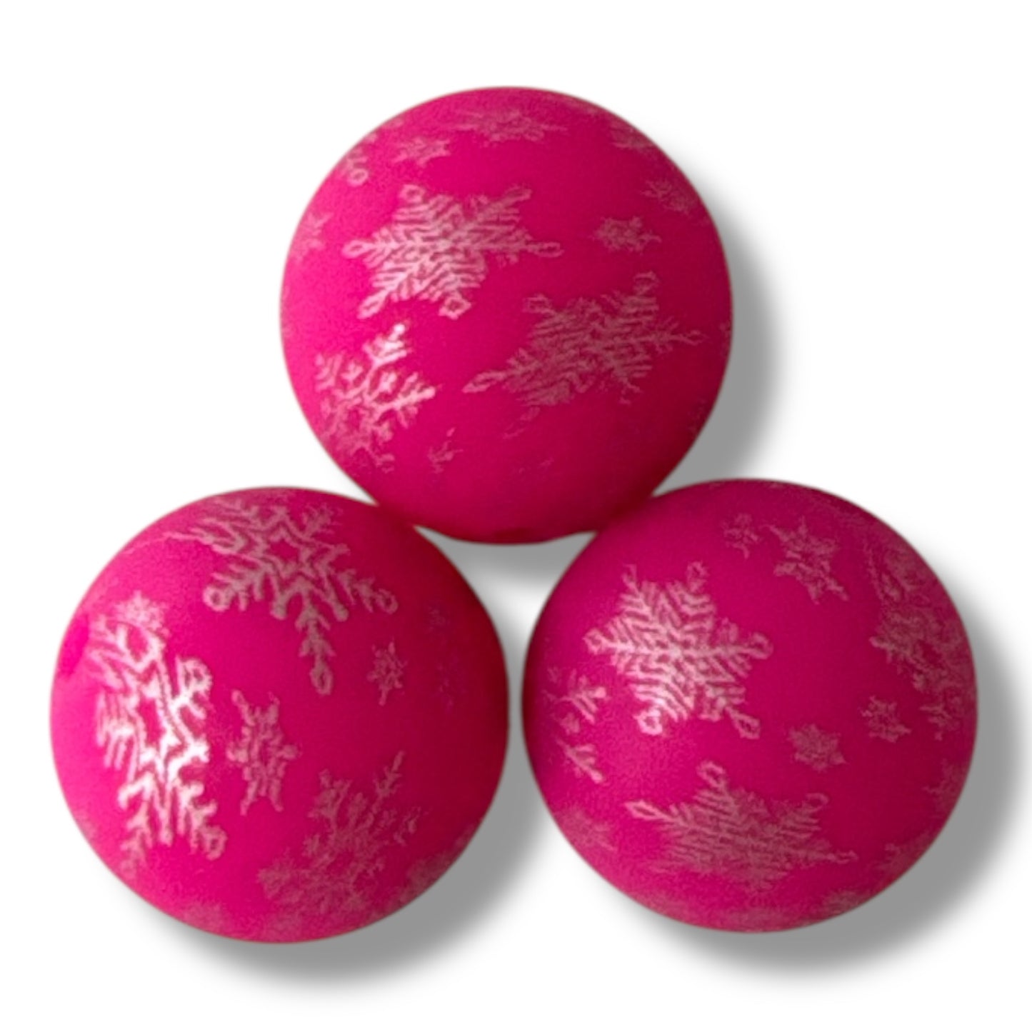 T45- 15mm “Posh Pink Snowflakes” Silicone Beads