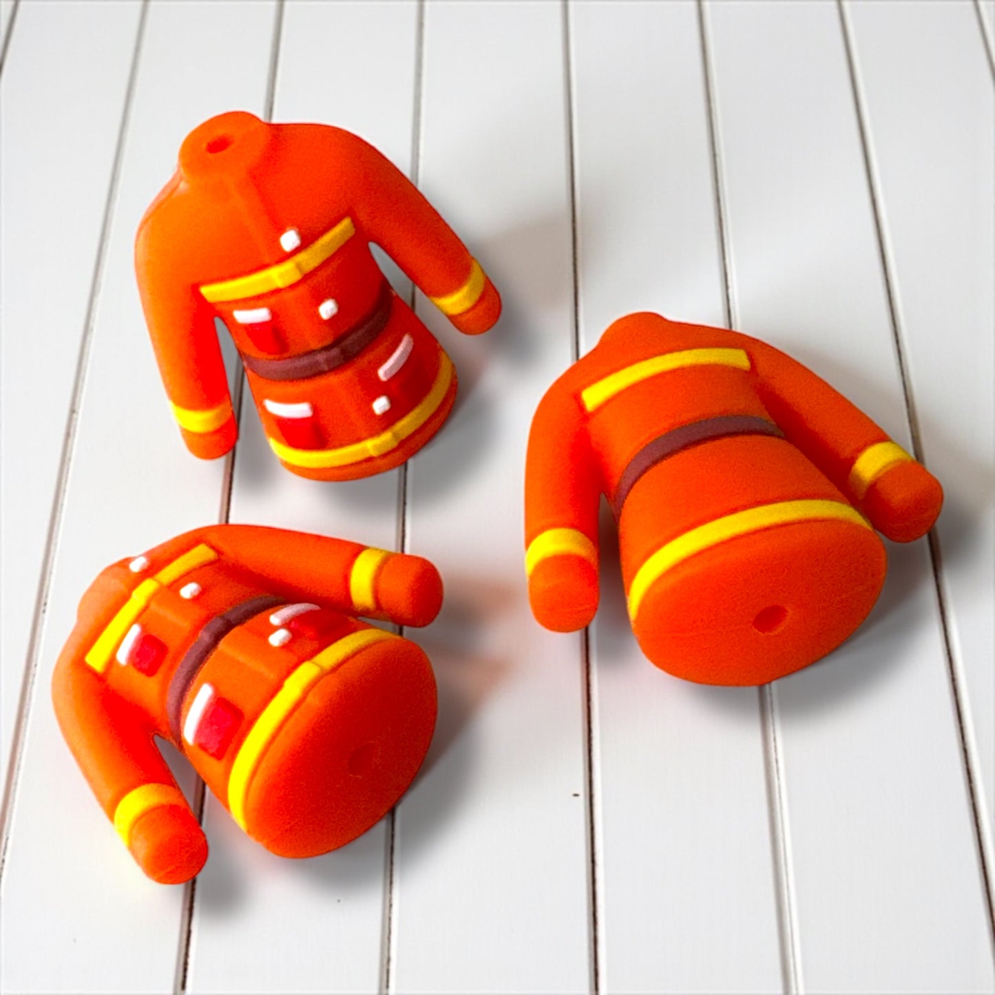 T162- "3D Fire Fighter Coat" Silicone Focal Bead