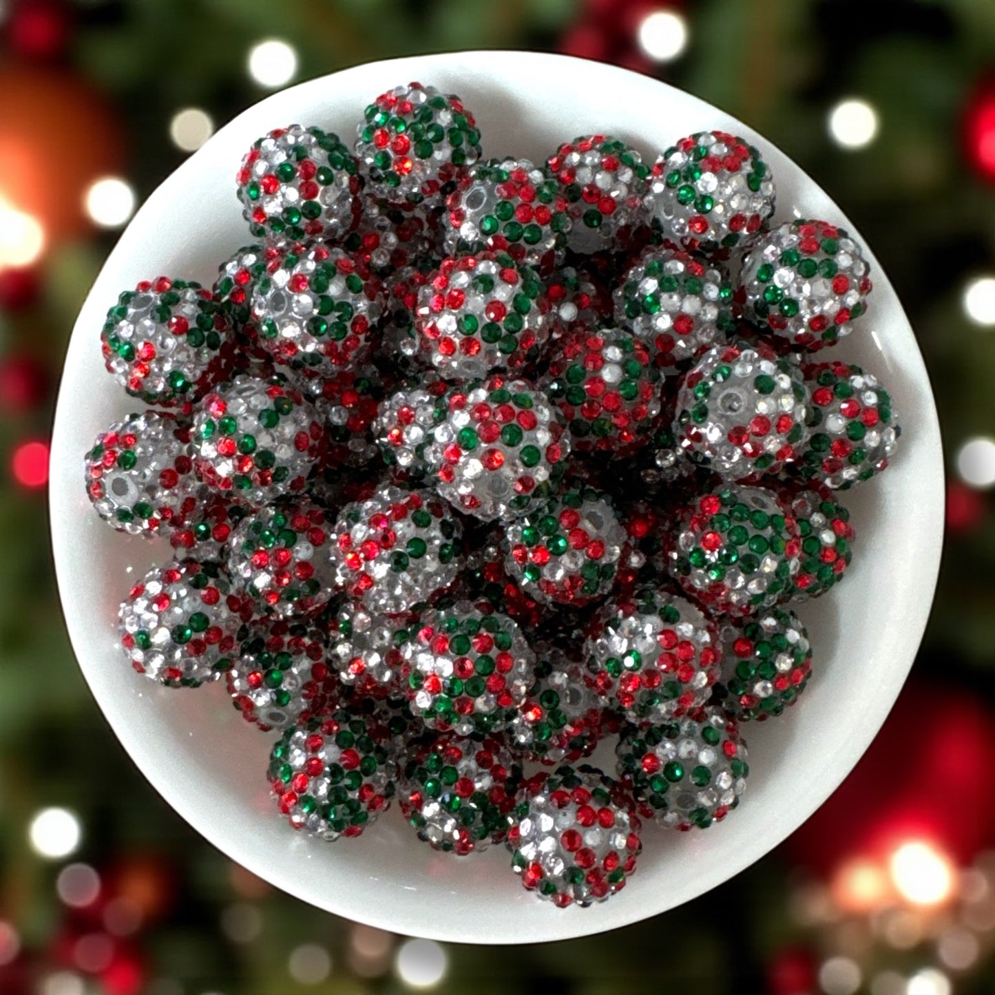 #1216 - 20mm Christmas Confetti Rhinestone Beads (1 Count)