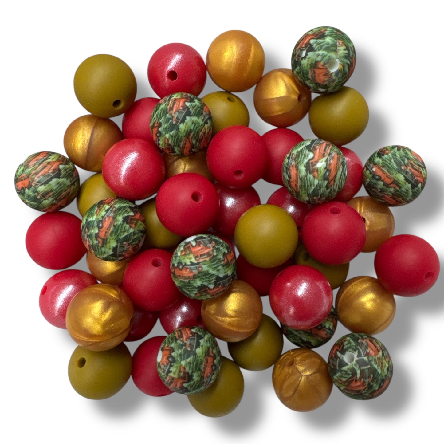 🎄 15mm “Nostalgic Christmas” 50 Count Mixed Pack Silicone Beads 🎄