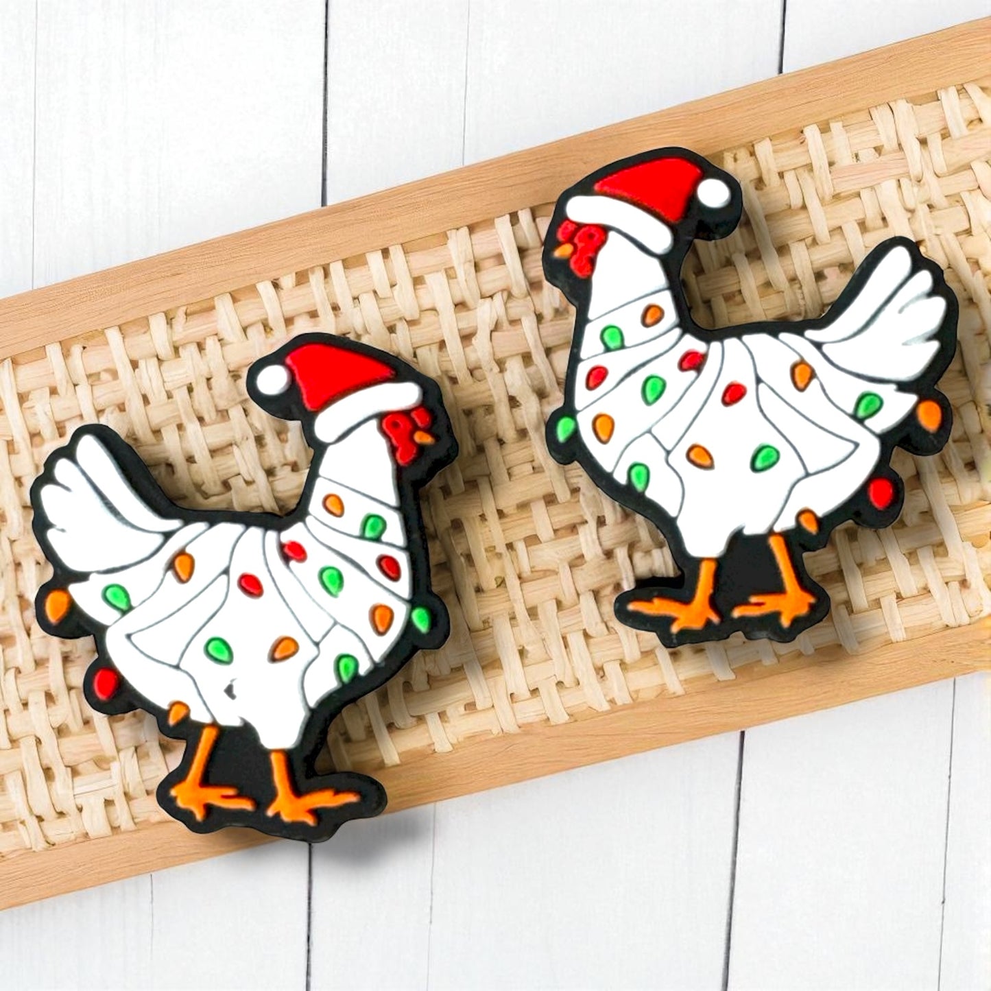 X59- "Holiday Chicken" Silicone Focal Bead