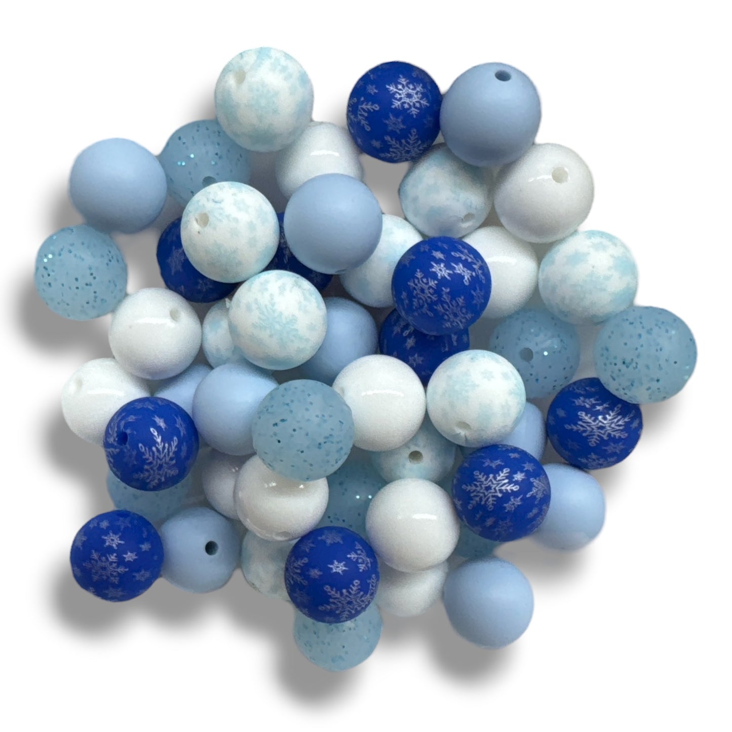 CK- 232- ❄️ "Winter Snowflake" 15mm 50 Count Silicone Bead Mix❄️