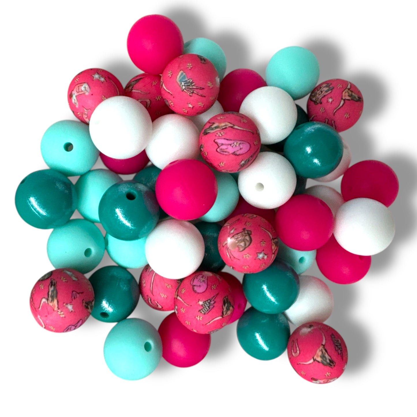 CK- 198- 🪩 Disco Cowgirl Silicone Bead Mix – 15mm (50 Count)