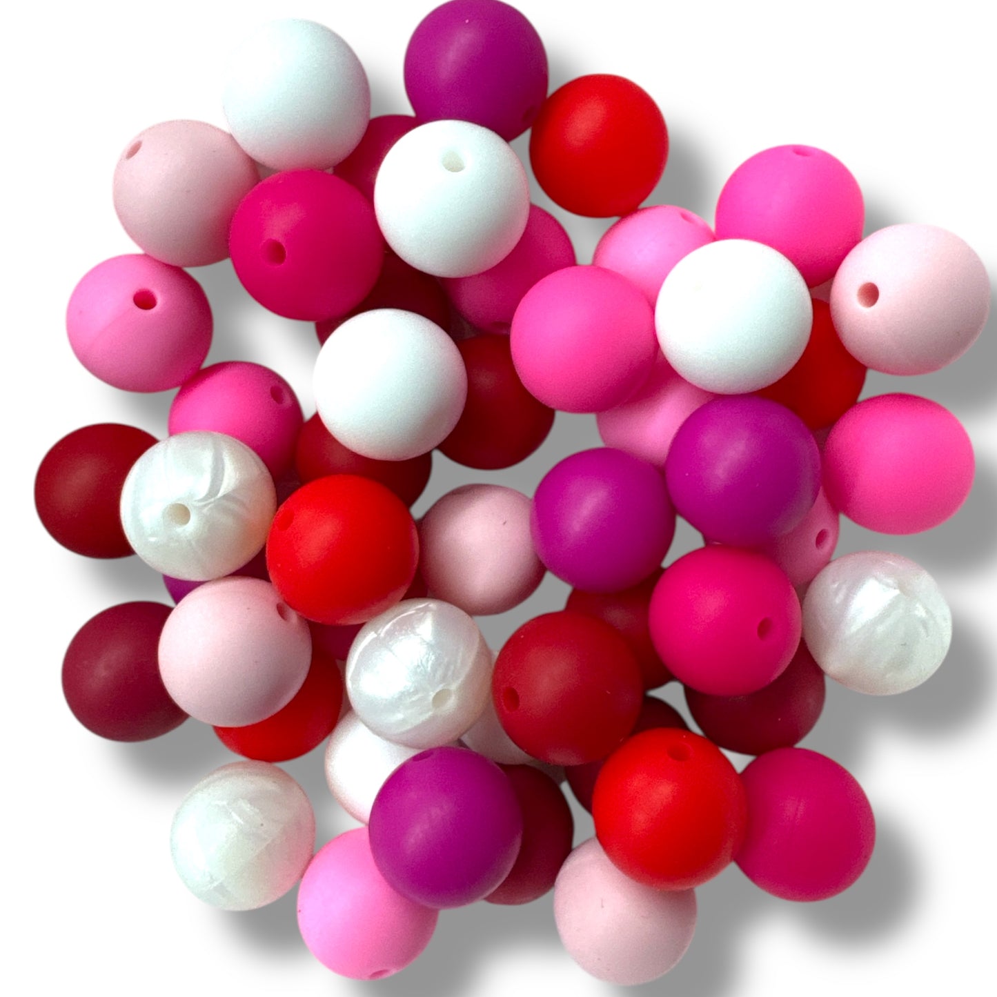 "Sweetheart Rounds" 15mm Silicone 50 Count Bead Pack – Ideal for Beadable Pens & Keychains