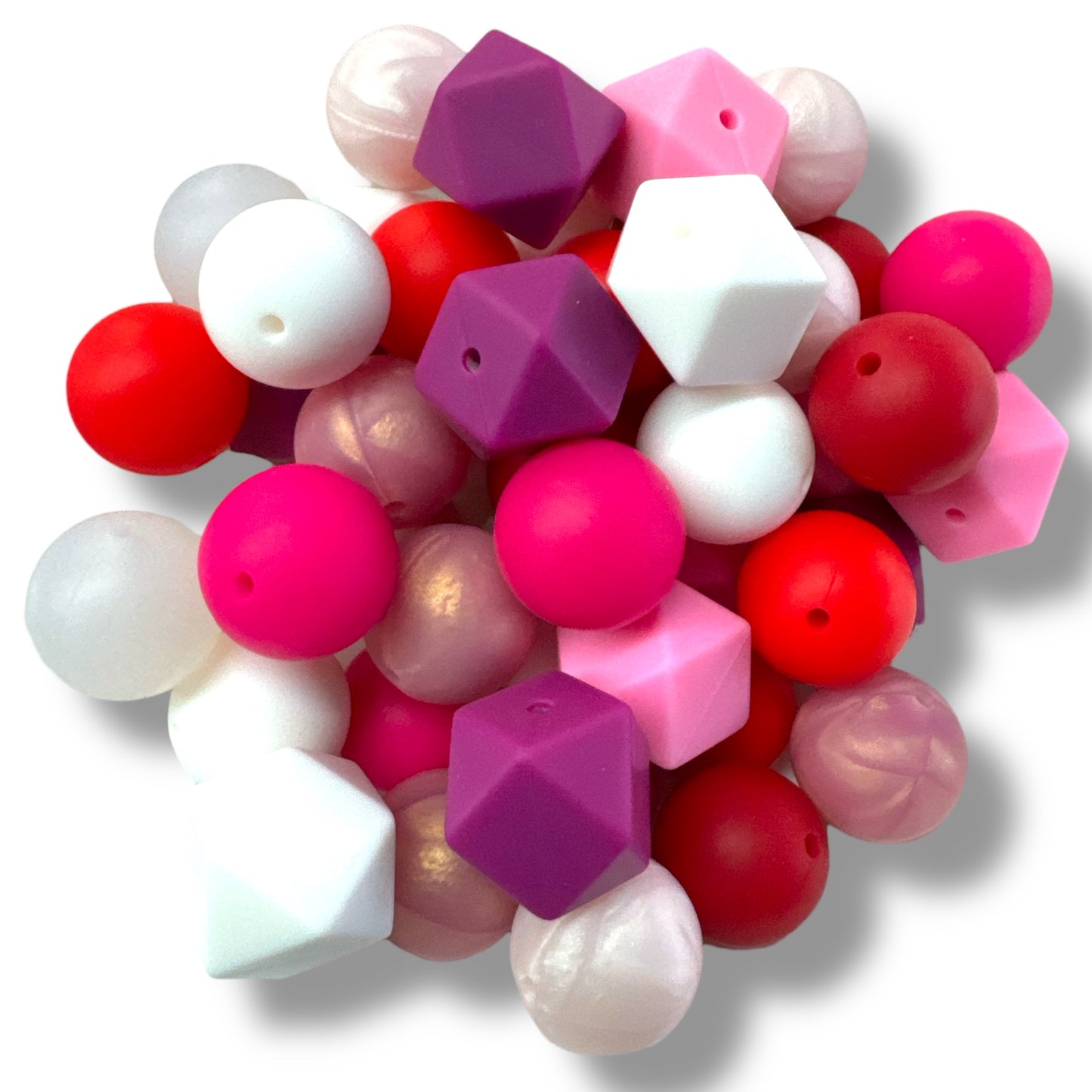 CK- 194- 💖 Valentine’s Day Large Silicone Bead Mix – 17mm & 19mm (50 Count)💕