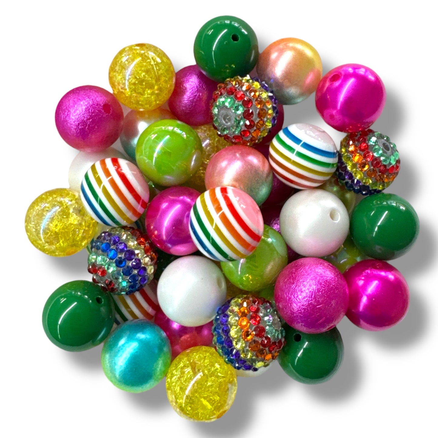 CK-189 - 🍀🌈 Lucky Rainbow – 20mm Acrylic Bead Lot (50 Count)
