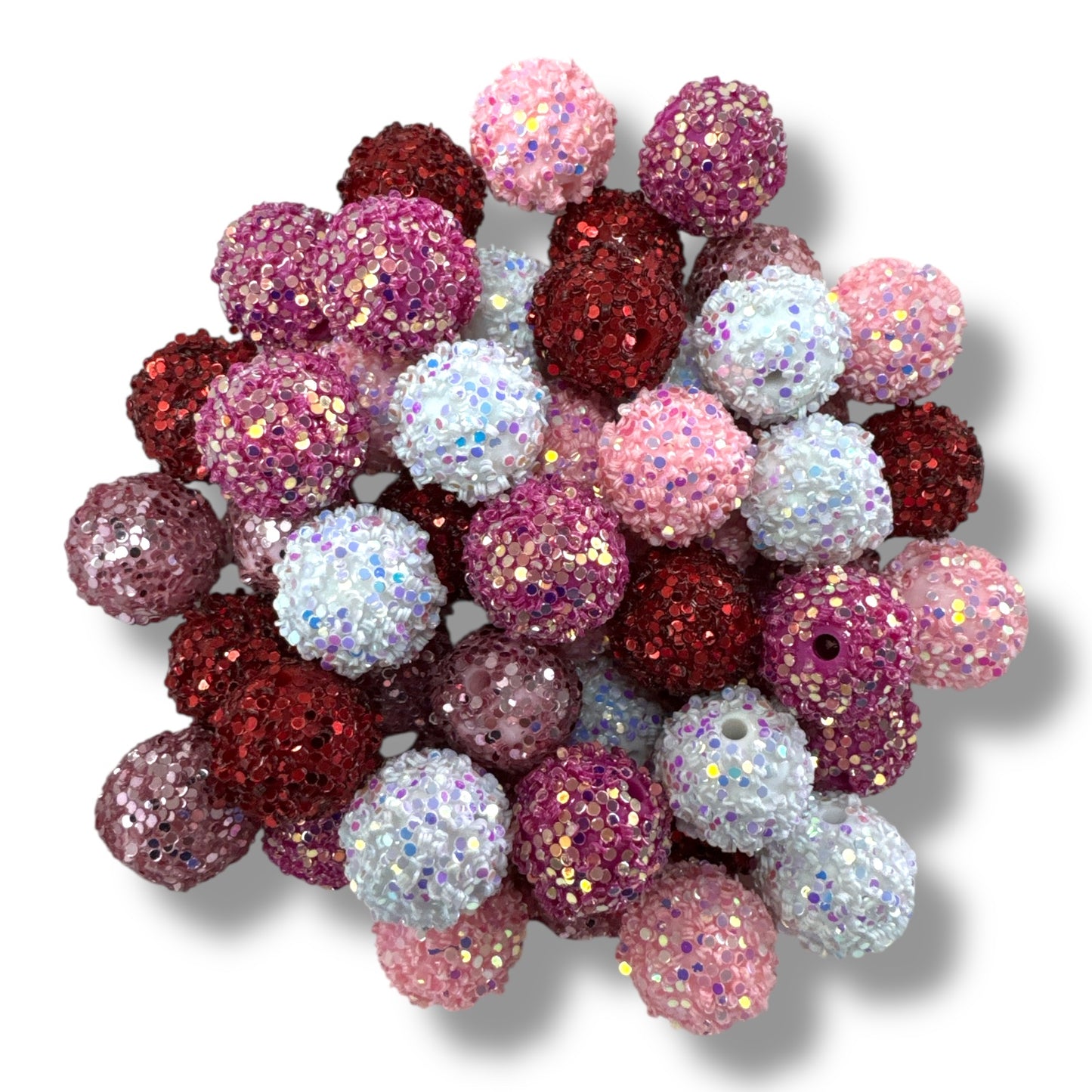 "Sweetheart Sparkle" 16mm Acrylic Glitter Bead Mix π