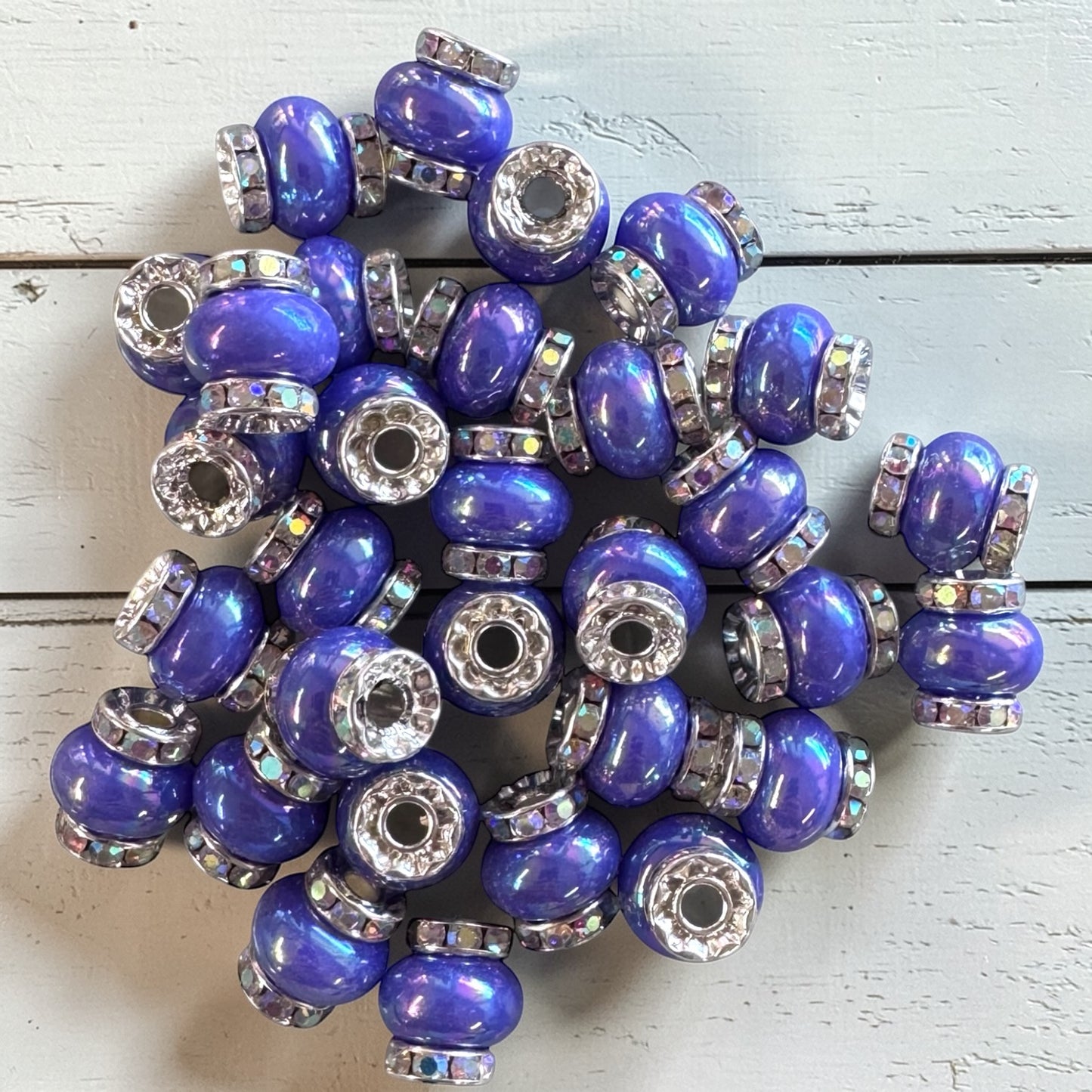 X317- Blue "Candy Halo" Acrylic (Spacer) Beads 14mm x 14mm (1 Count)