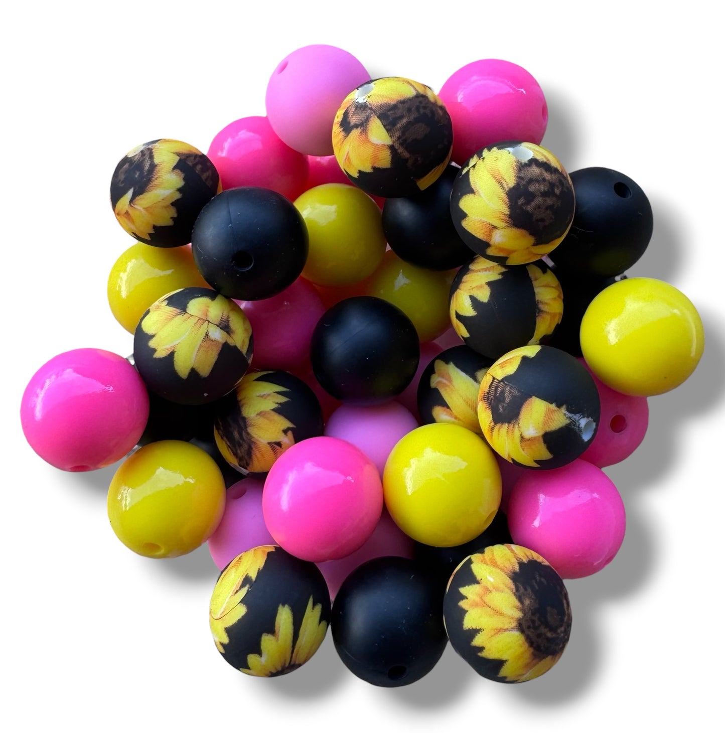 🌻 Blush & Bloom– Silicone 15mm Bead Lot (50 Count) 🌻 – Ideal for Beadable Pens & Keychains